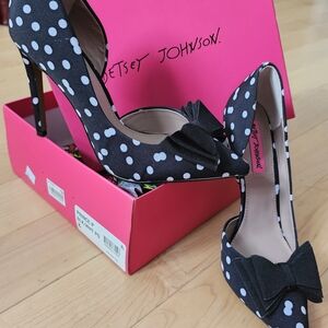 Betsey Johnson Black Polka Dot Women's Heels